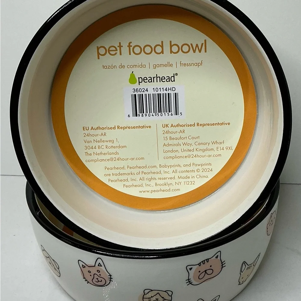 2 Cat Faces Pet Bowl Cat Water and Food Dish Pet Owner Cat Accessory Ceramic New